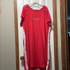 Bebe Sporty Red Dress with Rhinestone Accents